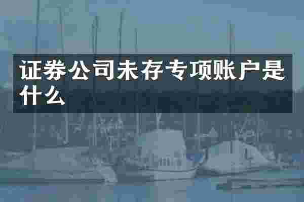 证券公司未存专项账户是什么