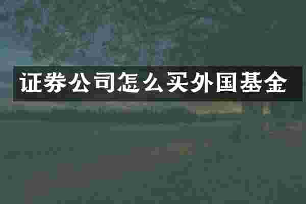 证券公司怎么买外国基金