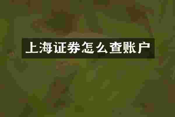 上海证券怎么查账户