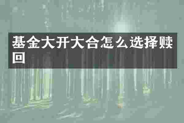 基金大开大合怎么选择赎回