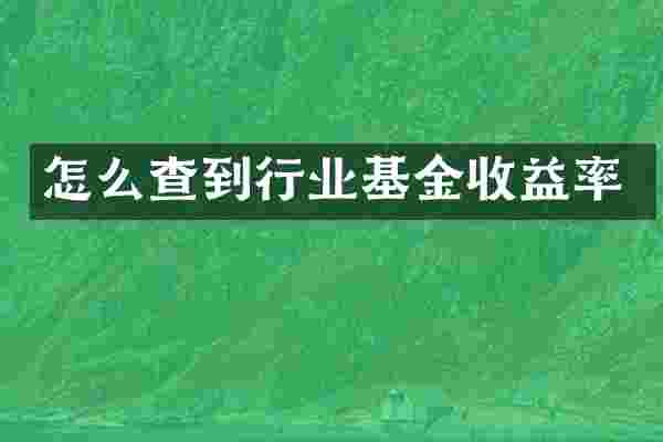 怎么查到行业基金收益率