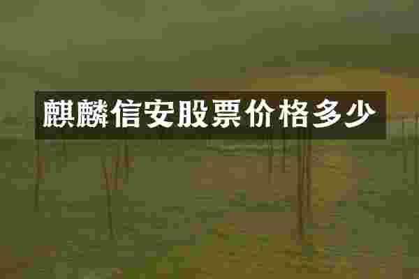 麒麟信安股票价格多少