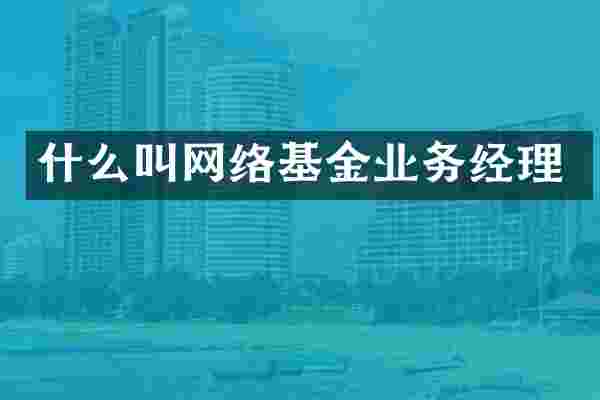什么叫网络基金业务经理