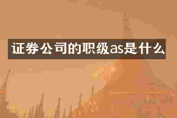 证券公司的职级as是什么