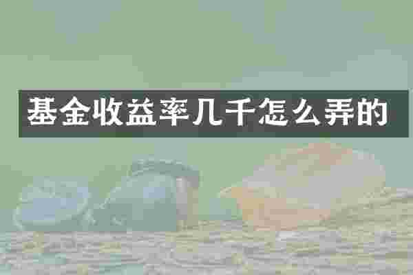 基金收益率几千怎么弄的