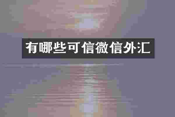 有哪些可信微信外汇
