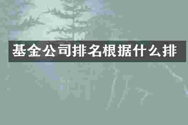 基金公司排名根据什么排