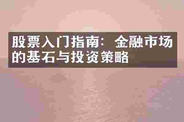 股票入门指南：金融市场的基石与投资策略