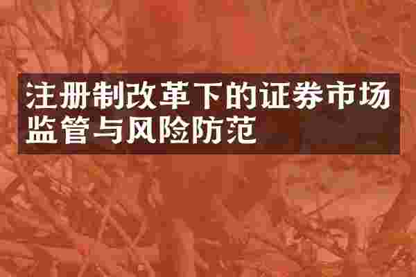 注册制改革下的证券市场监管与风险防范