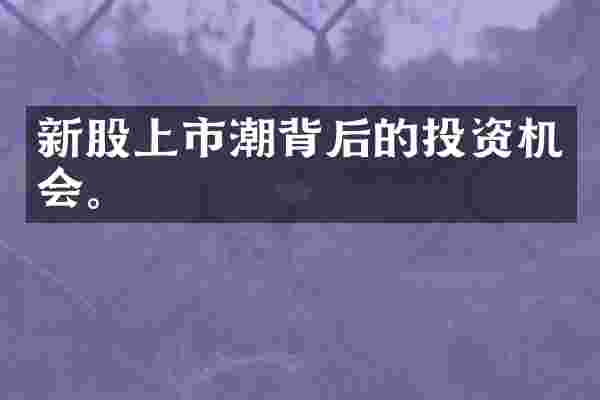 新股上市潮背后的投资机会。