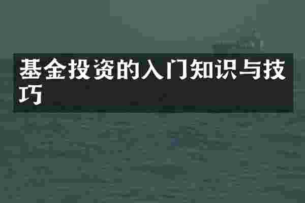 基金投资的入门知识与技巧