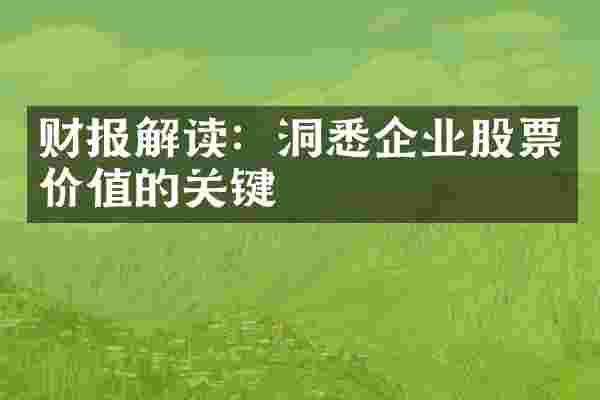 财报解读：洞悉企业股票价值的关键
