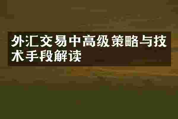 外汇交易中高级策略与技术手段解读