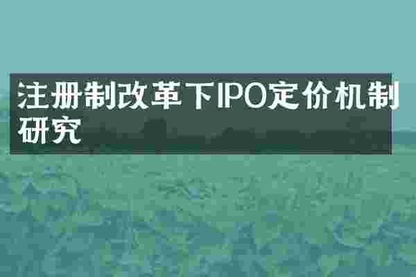 注册制改革下IPO定价机制研究