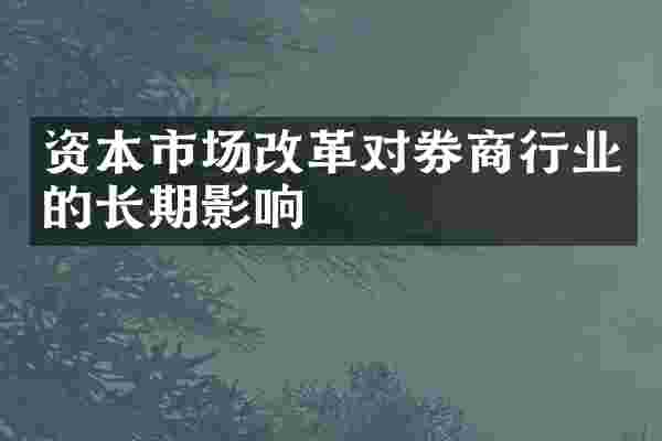 资本市场改革对券商行业的长期影响