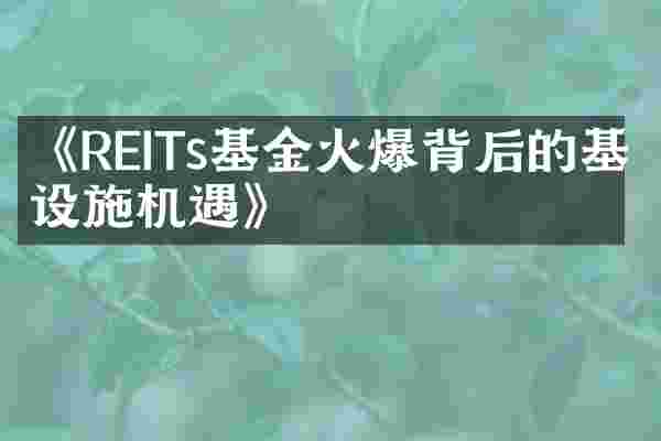 《REITs基金火爆背后的基础设施机遇》