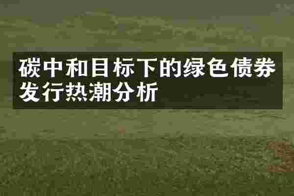 碳中和目标下的绿色债券发行热潮分析