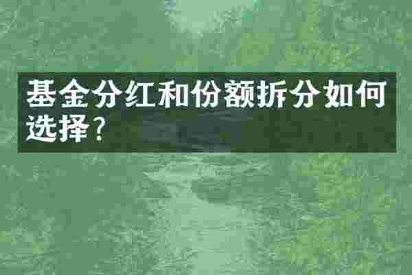 基金分红和份额拆分如何选择？