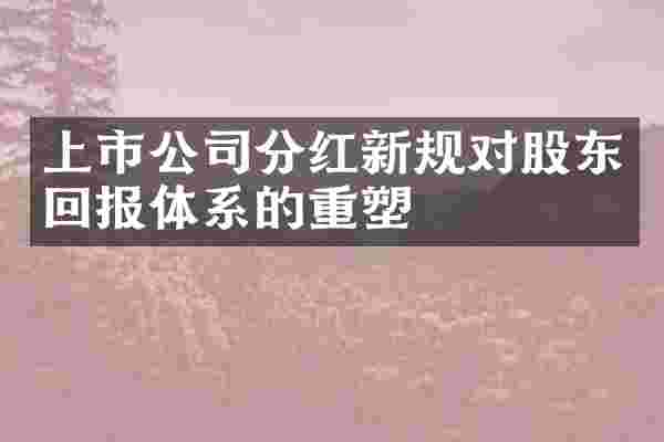 上市公司分红新规对股东回报体系的重塑
