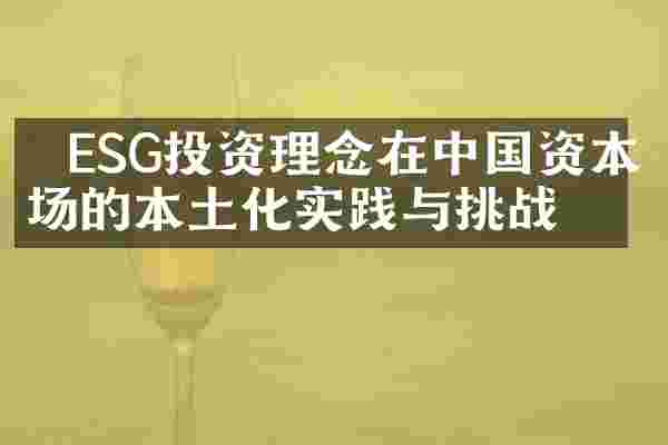  ESG投资理念在中国资本市场的本土化实践与挑战