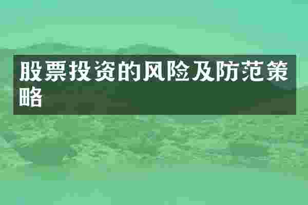 股票投资的风险及防范策略
